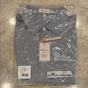 Peter Millar Men's Gray Striped Polo NWT